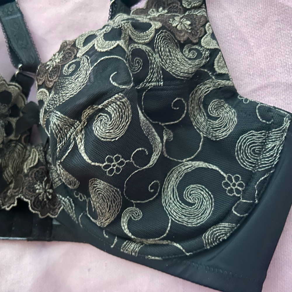 Soma Black Floral Lace Unlined & Unpadded Bra 34C - Picture 7 of 8
